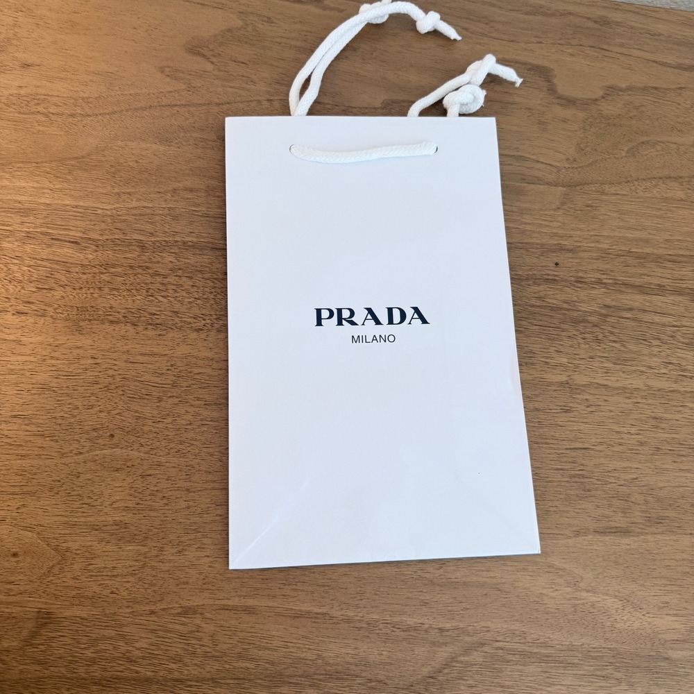 Prada Milano Small White Paper Shopping Gift Bag with Rope Handles